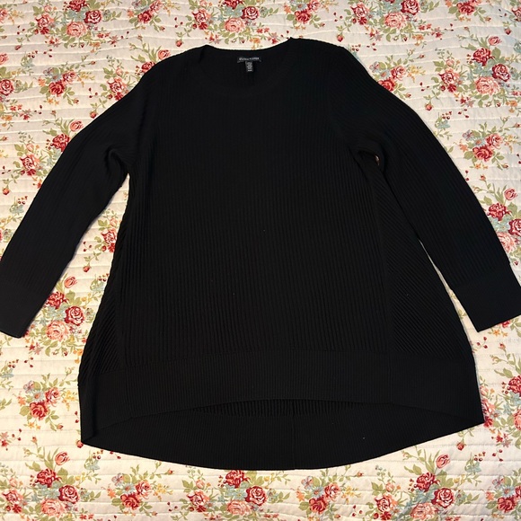 Eileen Fisher Black Fine Merino Wool Round Neck Sweater Womens Size Medium - Picture 1 of 6